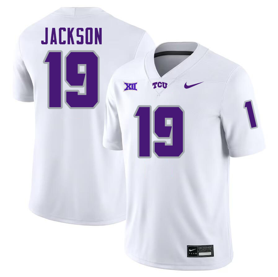 #19 Kylin Jackson TCU Jersey,Texas Christian University Horned Frogs Football Jersey-White